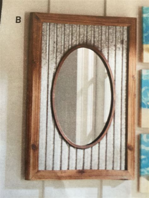 Corrugated metal rustic mirror … | Rustic bathroom mirrors, Rustic mirrors, Rustic bathroom designs