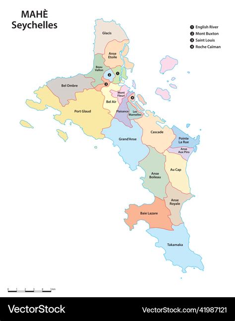 Administrative map of seychelles island of mahe Vector Image