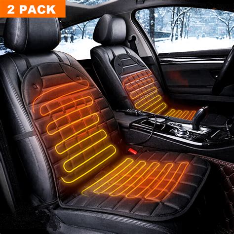 Audew 1 Pair Heated Seat Cushion Car Front Cover Warmer Pad for Winter(12V )