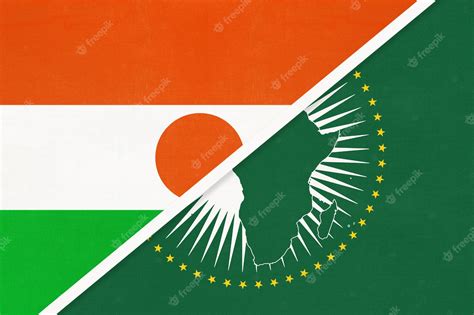 Premium Photo | African union and niger national flag from textile ...