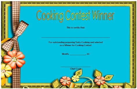 Cooking Contest Winner Certificate Templates [7+ CUSTOMIZABLE FORMATS] – Fresh & Professional ...