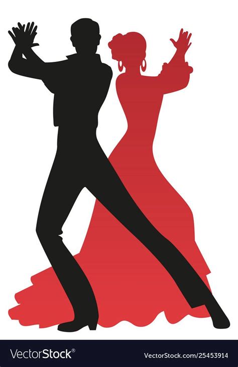 Silhouette of couple of flamenco dancers playing the palms, isolated on white background ...