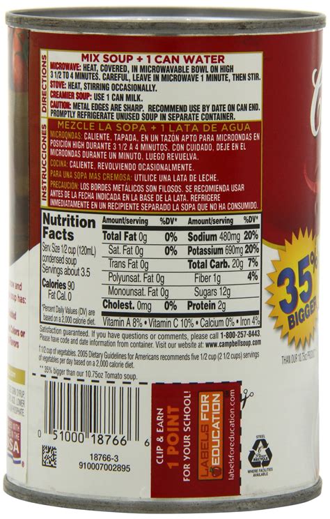 Campbells Tomato Soup Nutritional Information – Runners High Nutrition