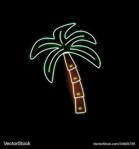 Neon sign palm on black background fluorescent Vector Image