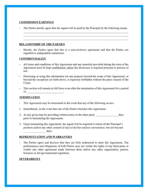 Free Downloadable Commission Agreement Template