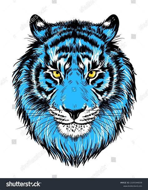 Realistic Drawn Face Tiger Vector Illustration Stock Vector (Royalty ...