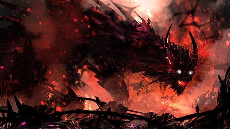 HD wallpaper: dragon, creepy, evil, devil, red, giant, horns, scary | Wallpaper Flare