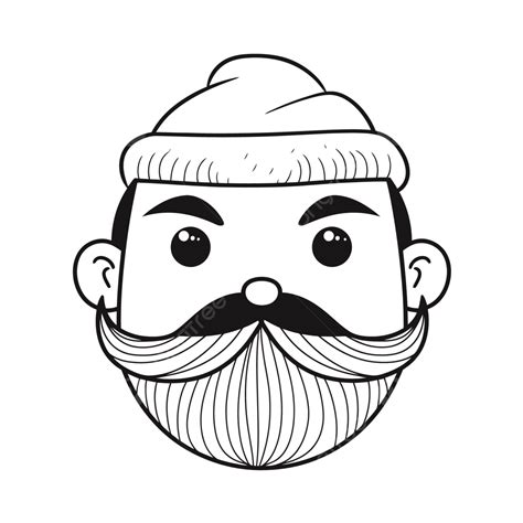 Cartoon Character With A Mustache And Beard Outline Sketch Drawing Vector, Beard Drawing, Beard ...