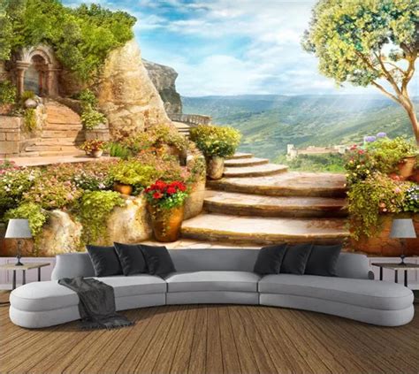 Custom 3D Photo Wallpaper European Garden Nature Landscape Large Murals ...