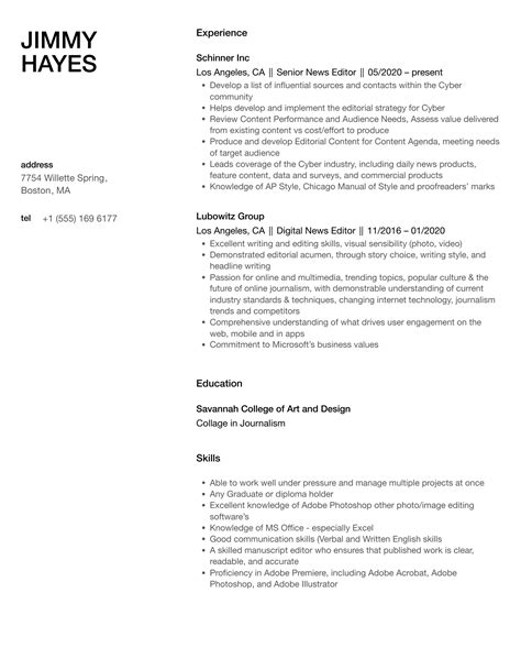 News Editor Resume Samples | Velvet Jobs