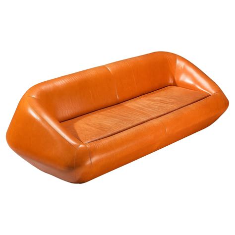 Brunati Italian Postmodern Cream Leather Three-Seat Sofa at 1stDibs ...