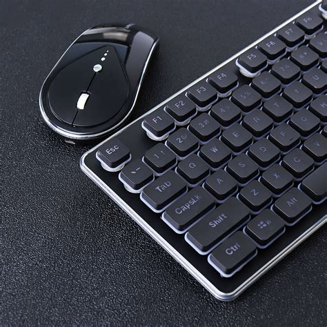 Silent 2.4GHz Wireless Backlit Keyboard and Mouse Combo Set for Desktop ...