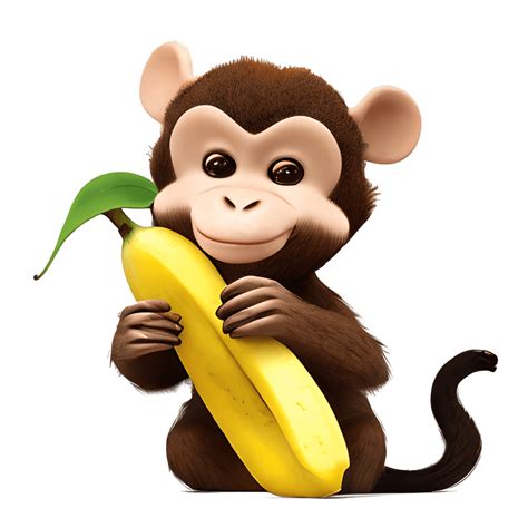 Cute Monkey Eating Banana · Creative Fabrica