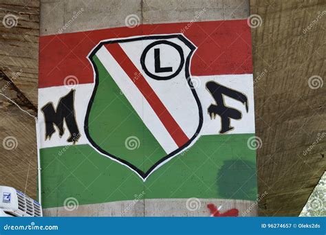 Graffiti with Flag of Legia Warsaw Football Club Editorial Photography - Image of graffiti ...