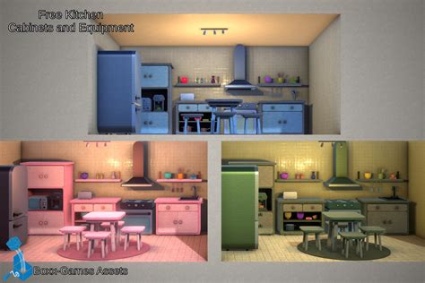 Free Kitchen - Cabinets and Equipment | 3D Interior | Unity Asset Store