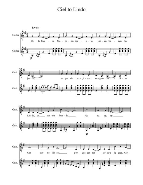 Cielito Lindo Sheet music for Guitar (Mixed Duet) | Musescore.com