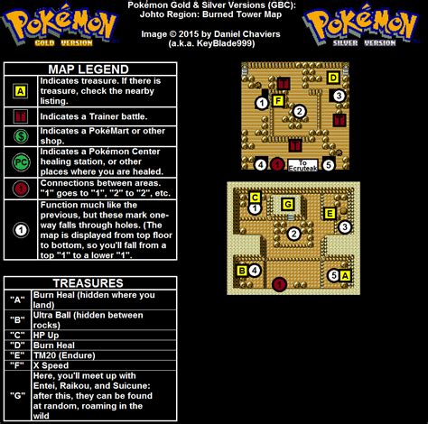 Pokemon Silver Version Sprout Tower/Burned Tower Map Map