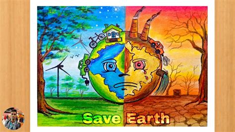 Save Environment And Human Poster Earth Drawings Save Earth Drawing ...