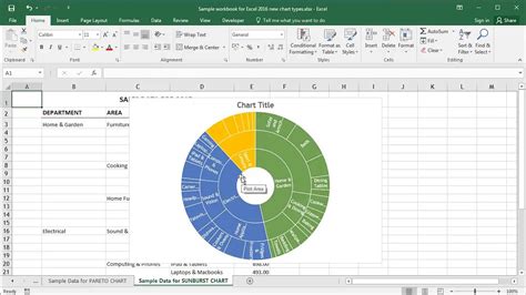 Microsoft Excel 2016 - Creating Sunburst Charts - YouTube