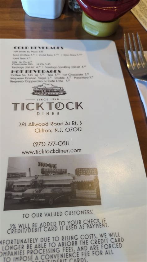 Menu at Tick Tock Diner NJ restaurant, Clifton