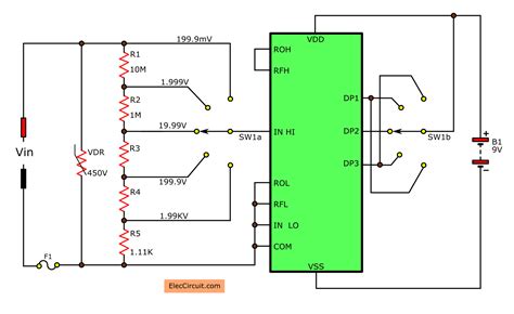 Digital multimeter circuit using ICL7107