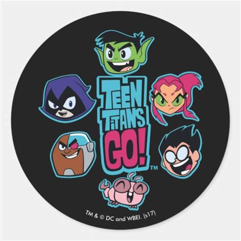 Teen Titans Go! | Titans Head Pattern Classic Round Sticker | Zazzle.com