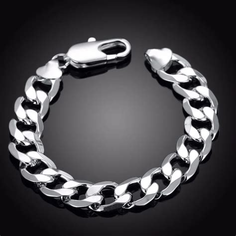 2017 Hot 925 sterling silver jewelry bracelet men designs 12MM fine ...