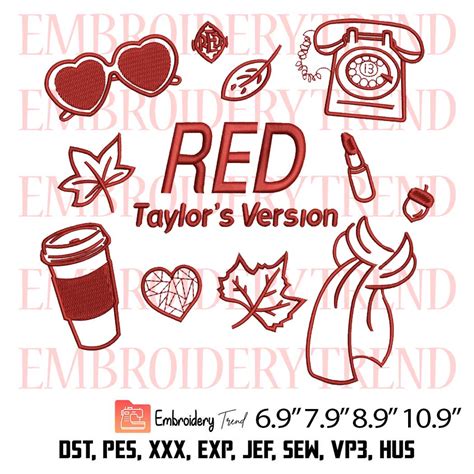 Taylor Swift Red Album Embroidery Design – The Eras Tour Embroidery ...