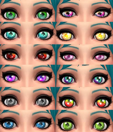 Anime Style Eyes Multiple Colors by Hollena at Mod The Sims » Sims 4 Updates