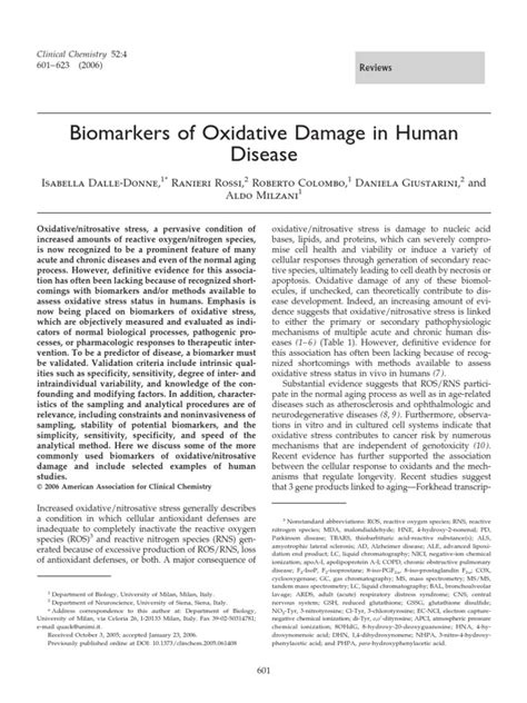 (PDF) 3 Biomarkers of Oxidative Damage in Human Disease_dalle Done - DOKUMEN.TIPS