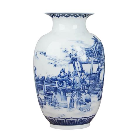 Classic Chinese Blue and White Ceramic Vase Antique Tabletop Porcelain ...