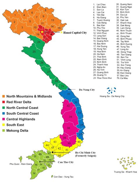 Vietnam Map: Cities and Provinces Map of Vietnam Regions