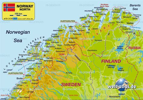 Map of North Norway (Region in Norway) | Welt-Atlas.de