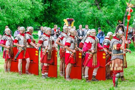 Roman Legionaries on the Site `Ancient Rome and Its Neighbours`. Festival `Times and Epochs ...