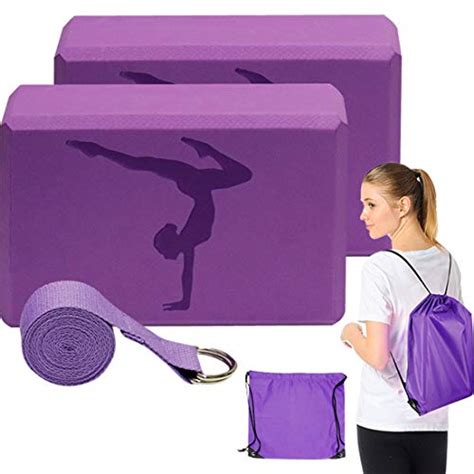 Yoga Blocks 2 Pack with Yoga Strap and Yoga Bag,Yoga Accessories 4 pcs ...