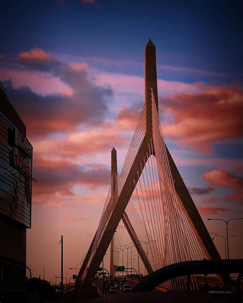 Zakim Bridge at Sunset Photograph by Ed Bolt