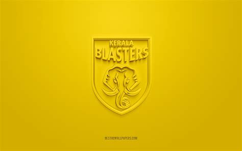 Kerala Blasters FC, creative 3D logo, yellow background, 3d emblem ...