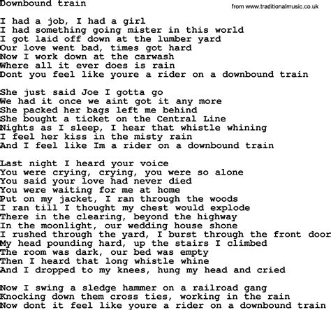 Bruce Springsteen song: Downbound Train, lyrics