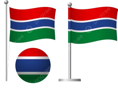 Gambia Flag On Pole And Ball Icon Vector Set Waving Vector, Vector, Set, Waving PNG and Vector ...