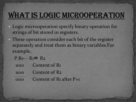 Logical and shift micro operations