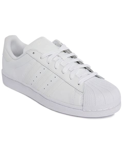 Adidas originals Superstar Classic Mono White Leather Sneakers in White ...