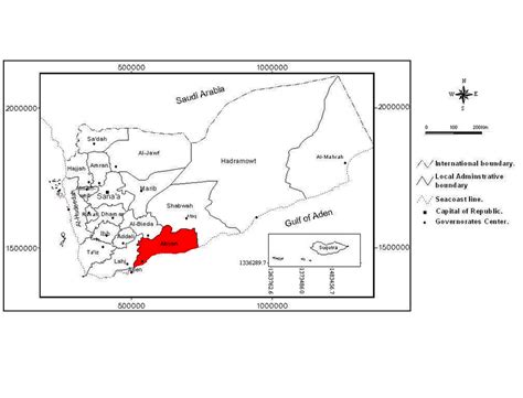 Map of Yemen (modified after http://www.worldatlas. com/web image ...