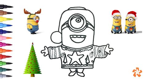 Christmas Minion - How to color Christmas Minion - Coloring Pages For Children With Color & Kids ...