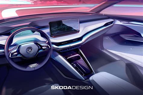 Skoda's First Electric SUV 'Enyaq iV' Interior Sketch Officially Released