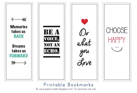 Paper Invader: Free Printable Bookmarks - Quotes