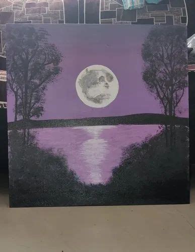 Purple Moonlight Painting Acrylic Handmade Canvas, Size: 20 Inches Square at Rs 2000 in Pune