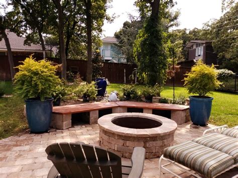 Backyard patio with firepit, raised garden and water fountain. | Fire pit patio, Backyard ...