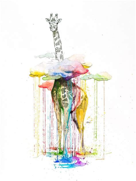 Quiet Animals In Loud Watercolors - Best Tattoos | Giraffe art ...