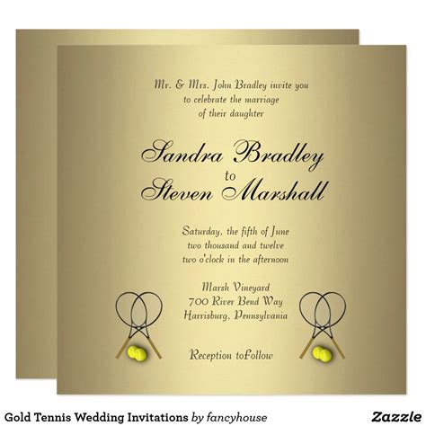 Gold Tennis Wedding Invitations | Zazzle.com | Tennis wedding, Wedding invitations, Wedding ...