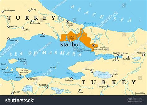 Bosporus Political Map Bosphorus Strait Istanbul Stock Vector (Royalty ...